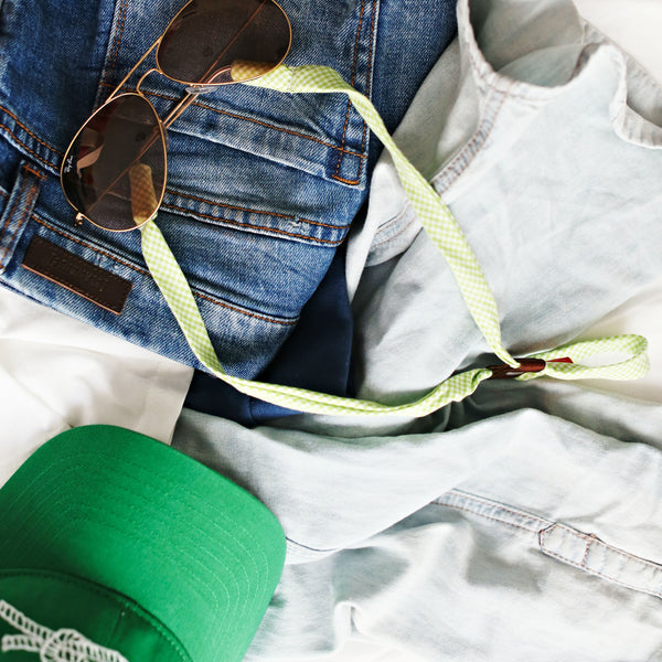 Knot Clothing Preppy Green Gingham Sunglass Straps