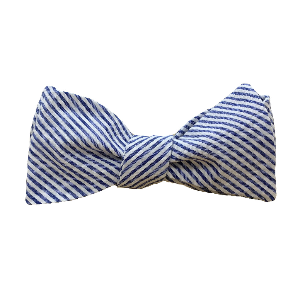 Dark Blue Seersucker Stripe Bow Tie