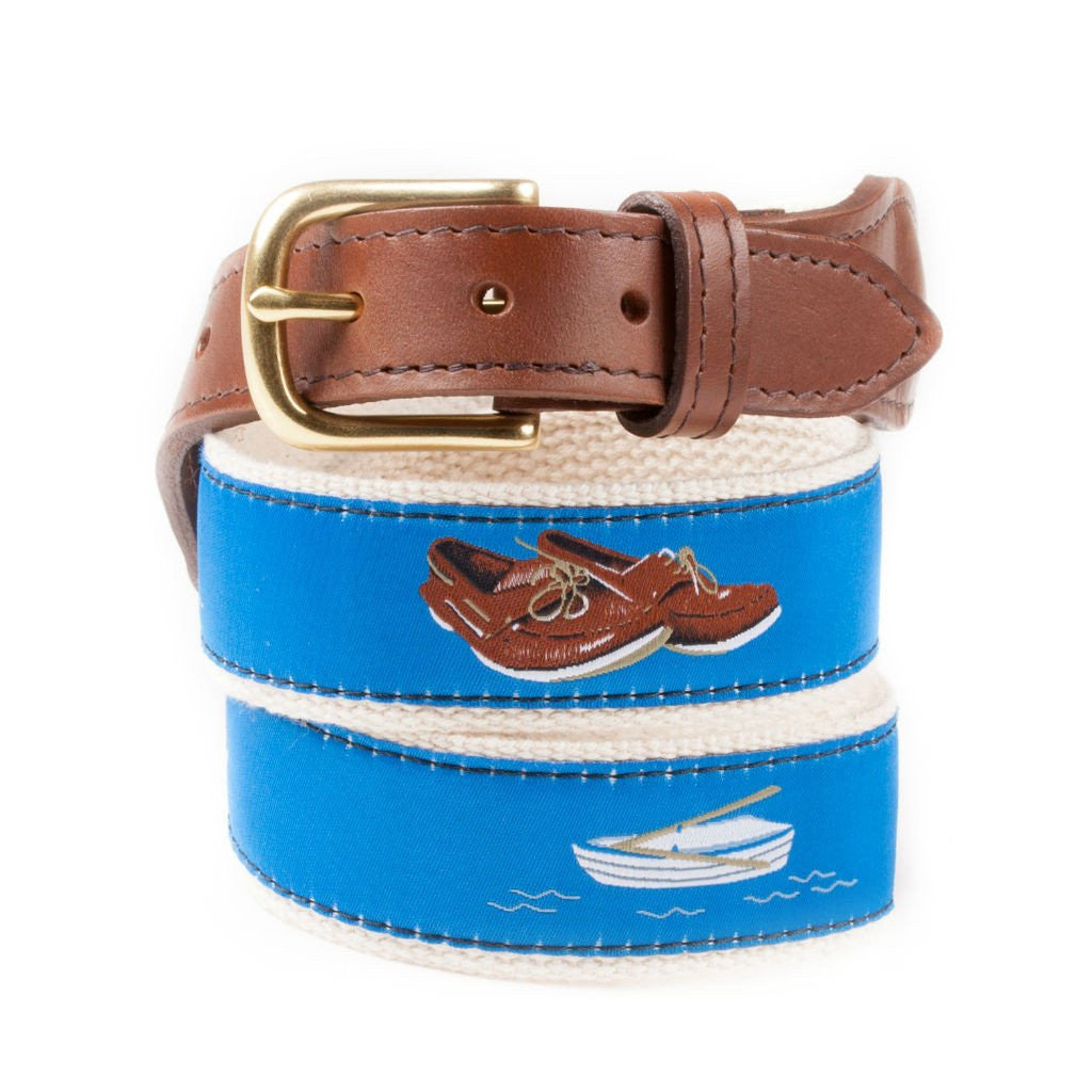 Mens Ribbon Belt Boat Shoes