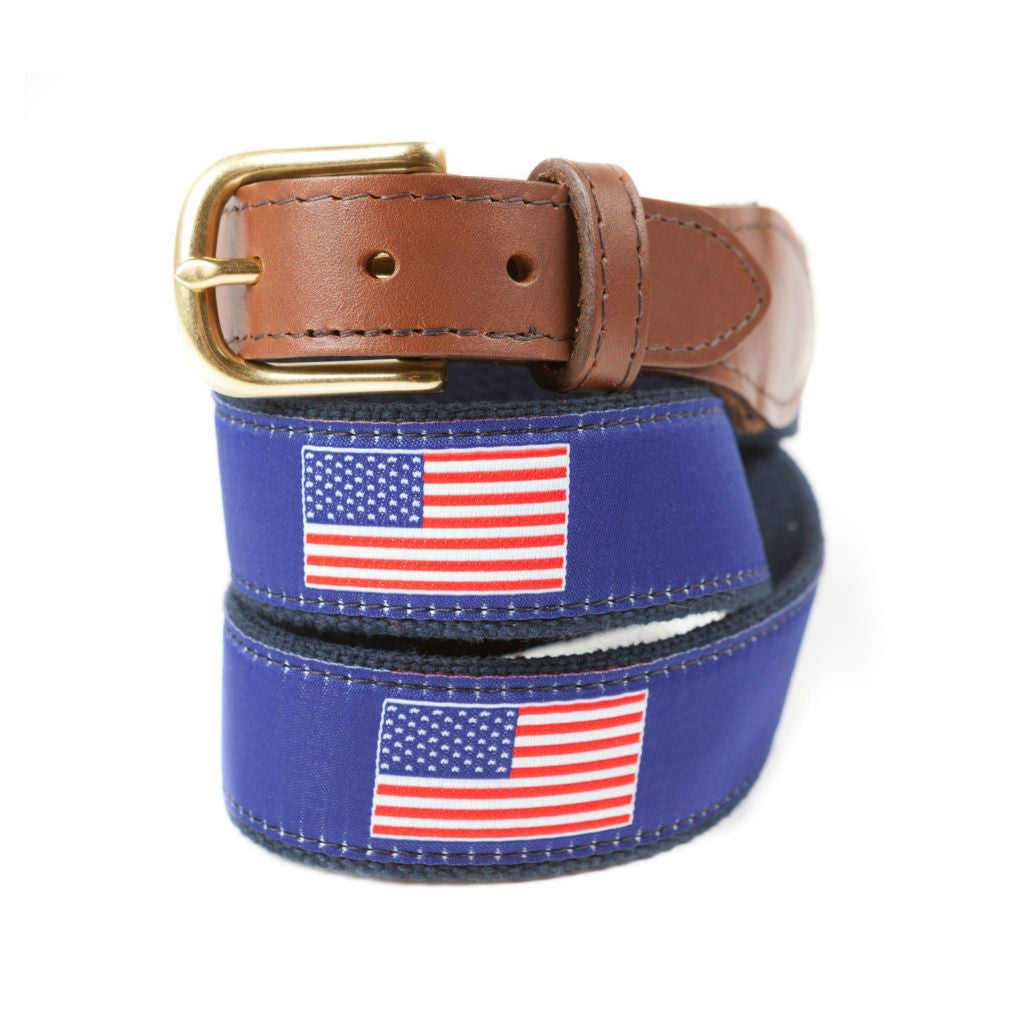 Preppy Ribbon Belts With American Flag