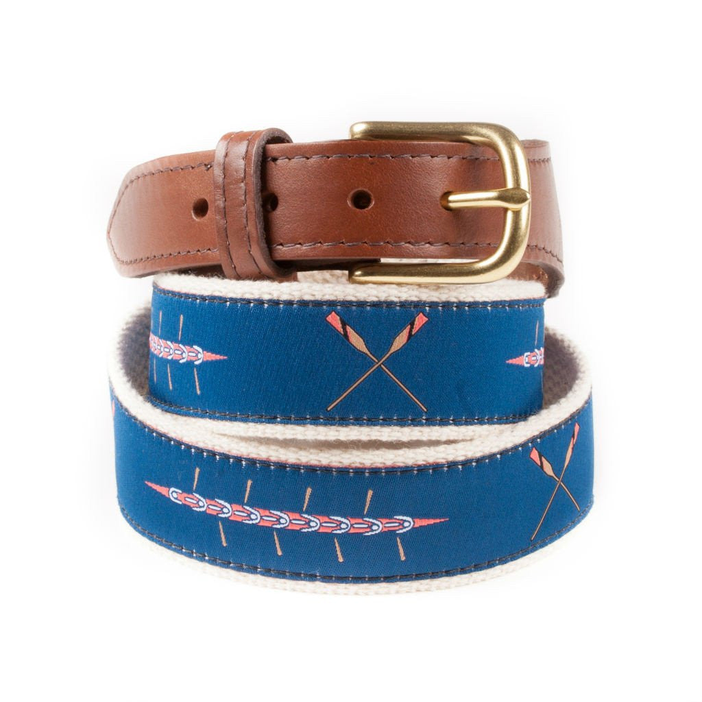 Leather Ribbon Belt - Navy Blue Oyster